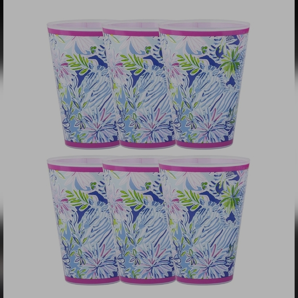 Lilly Pulitzer Pool Cups, Set of 6, 14 oz, Lion Around - Picture 2 of 6
